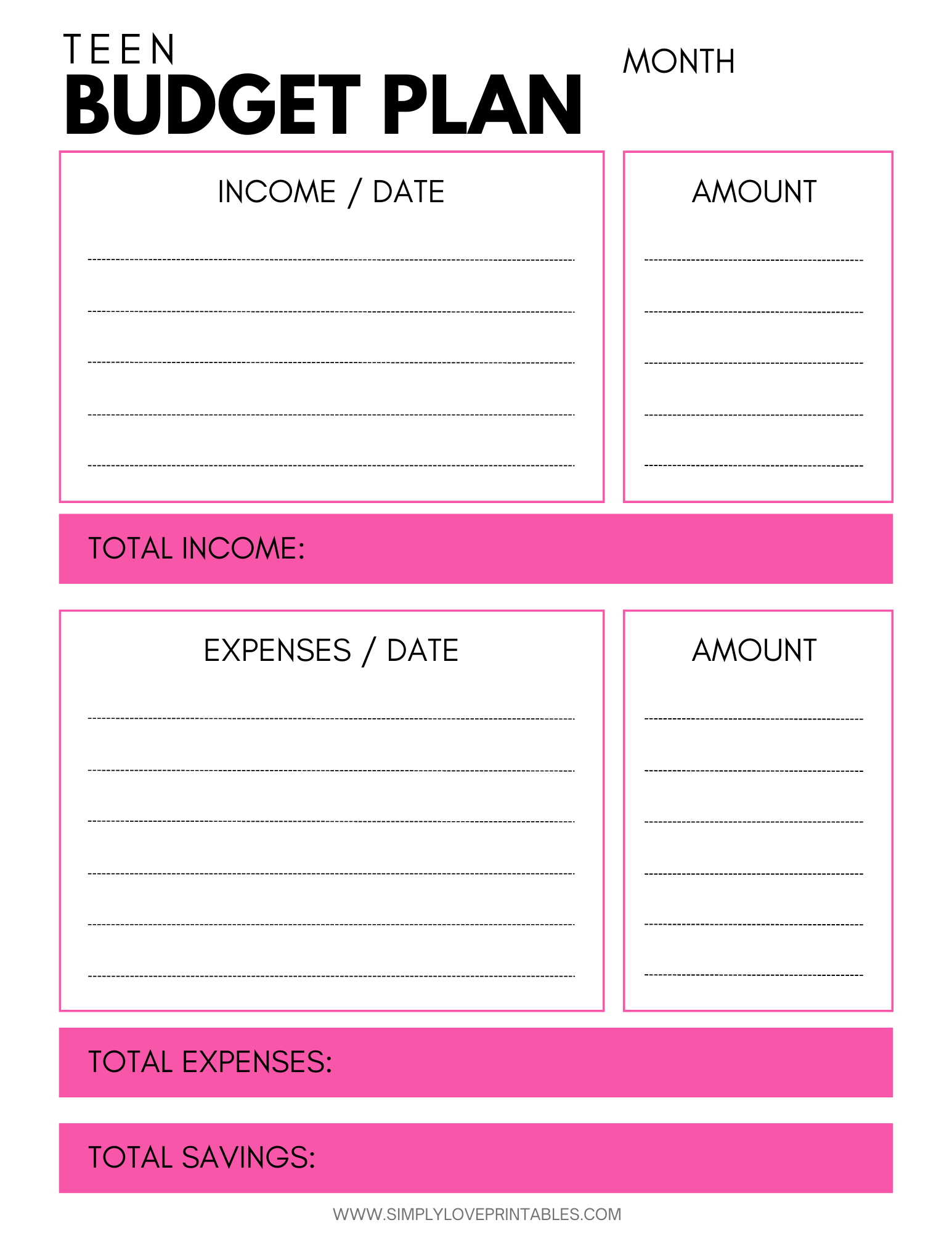 Budgeting Worksheets For Teens Simply Love Printables Budgeting Worksheets For Teens Simply Love Printables