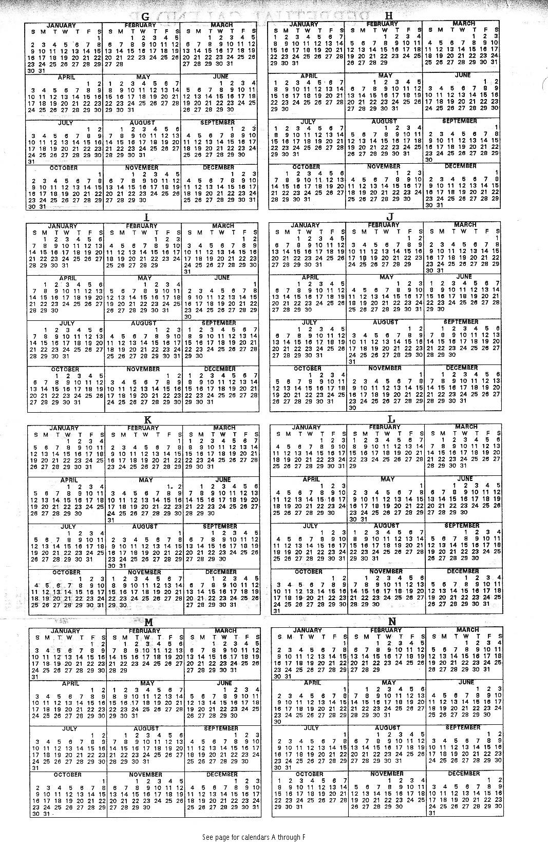 Printable Perpetual Calendar 1800 To 2050