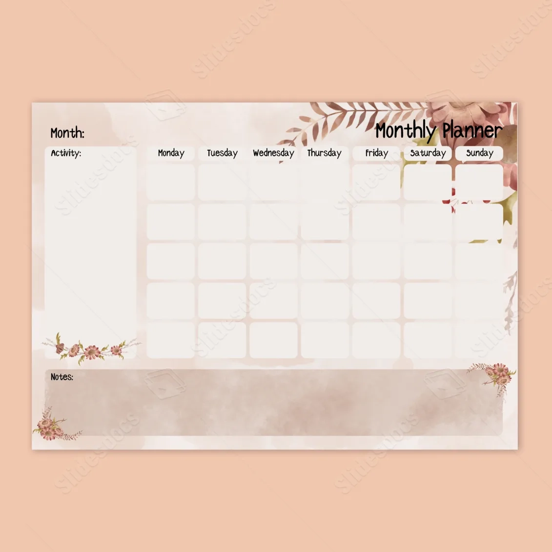 Calendar Planner Plan Month Monthly Printable Cute Beautiful Word Template And Google Docs For Free Download Calendar Planner Plan Month Monthly Printable Cute Beautiful Word Template And Google Docs For Free Download