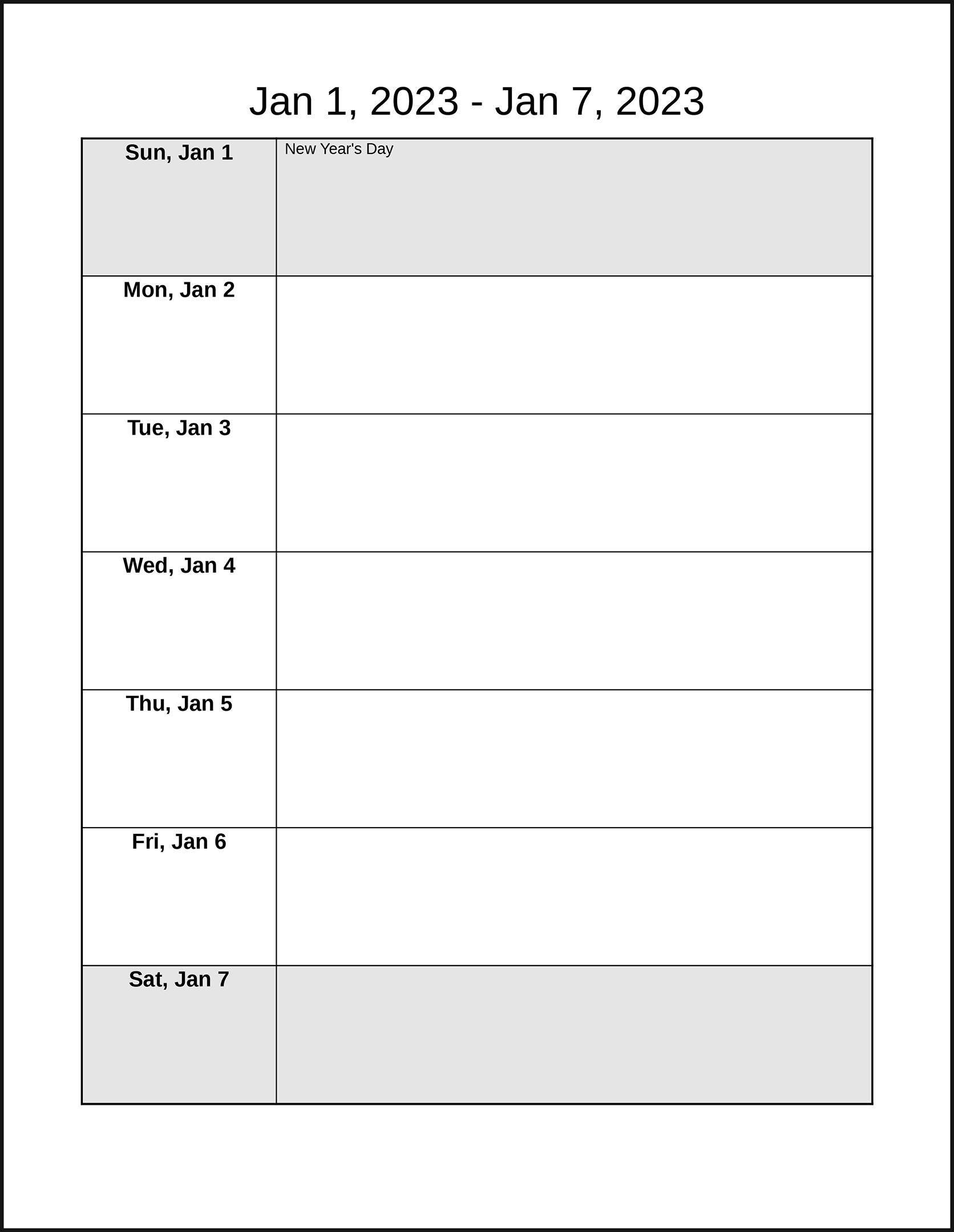 Portrait Printable Calendar