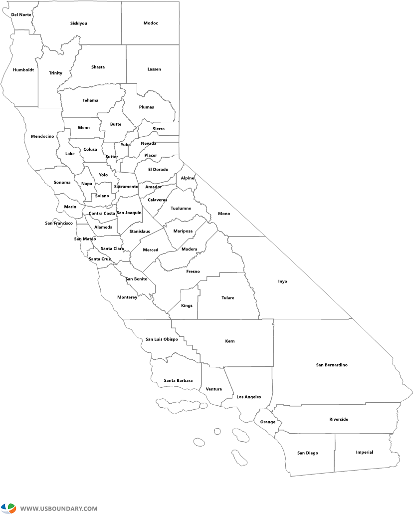 California Counties Outline Map Map Of California Counties Clipart Large Size Png Image PikPng
