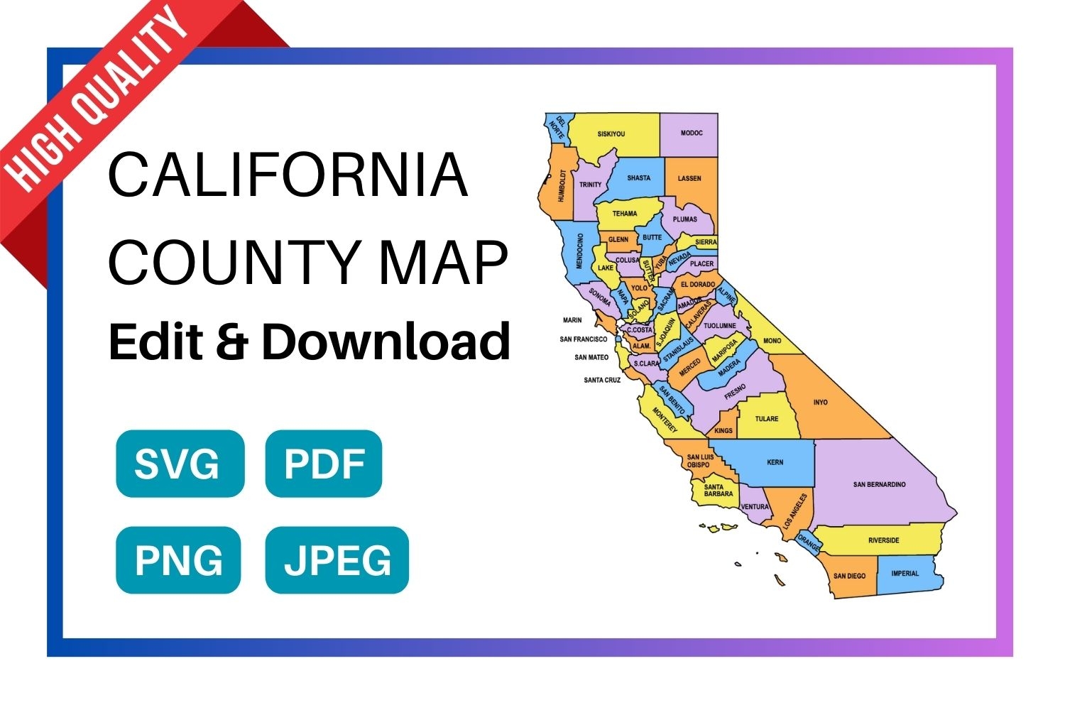 California County Map Editable U0026 Printable State County Maps