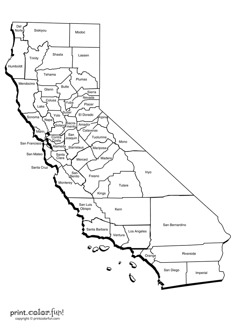 California Maps U0026 Basic Facts About The State At PrintColorFun