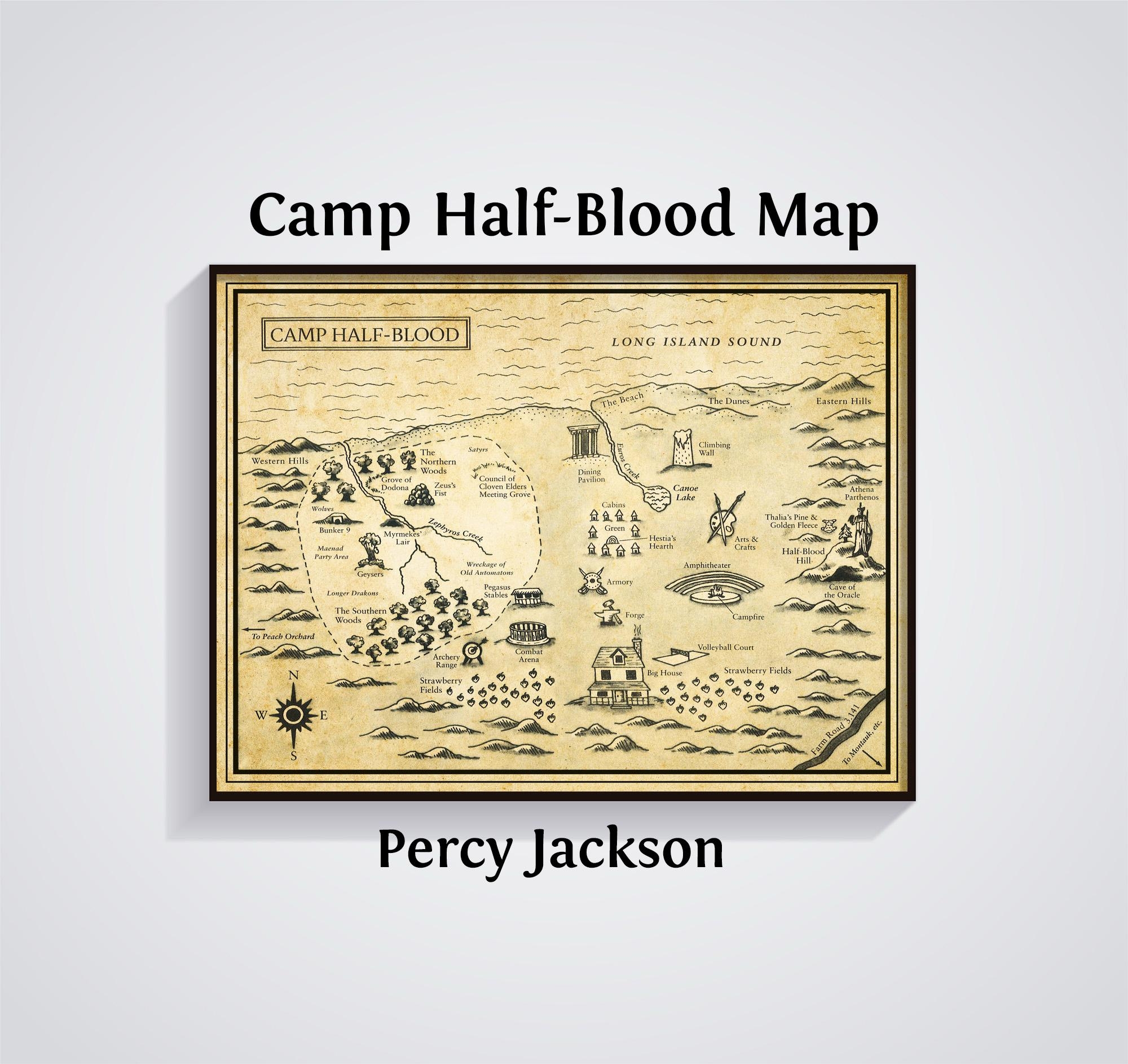 Camp Half blood Map Print Percy Jackson Fantasy Art Poster Book Map Etsy