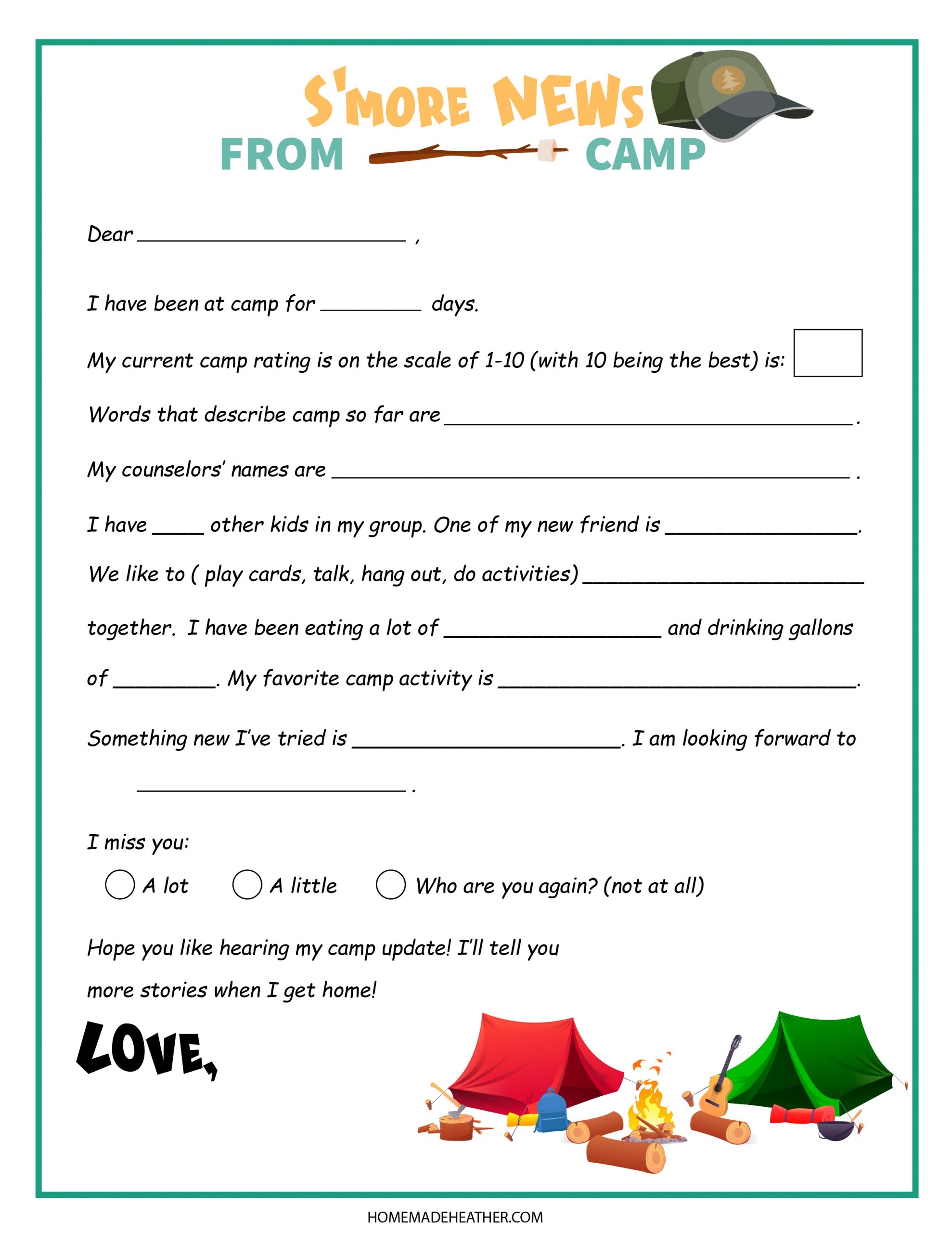 Free Printable Camping Worksheets