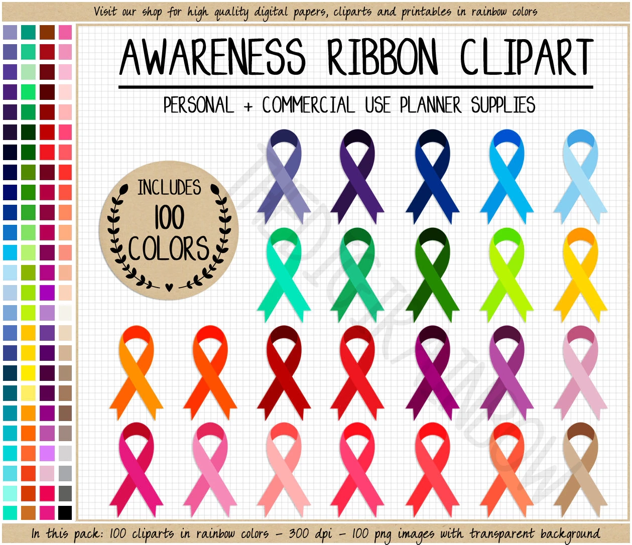 Cancer Ribbons Color Chart Etsy