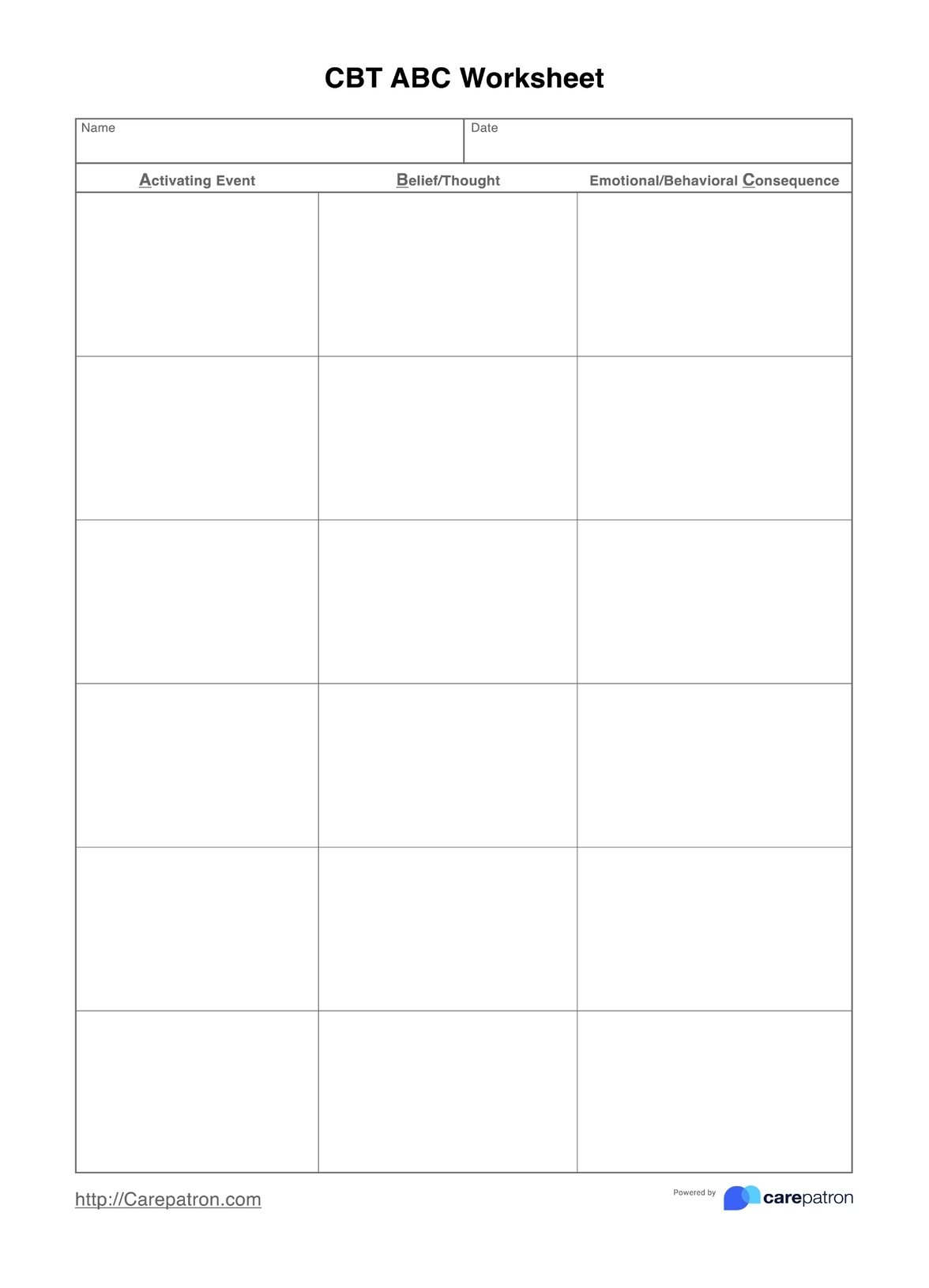 Printable Cbt Worksheets