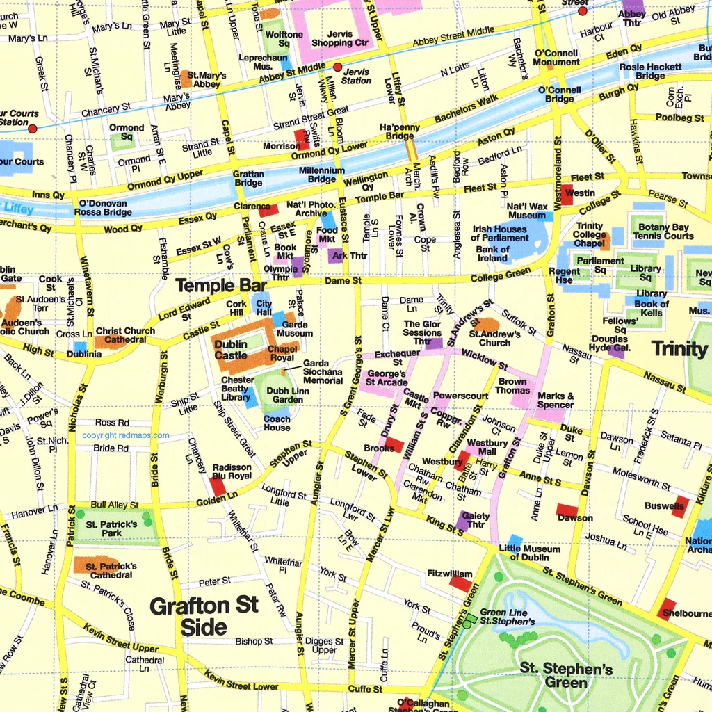 Central Dublin Foldout Travel Map Red Maps