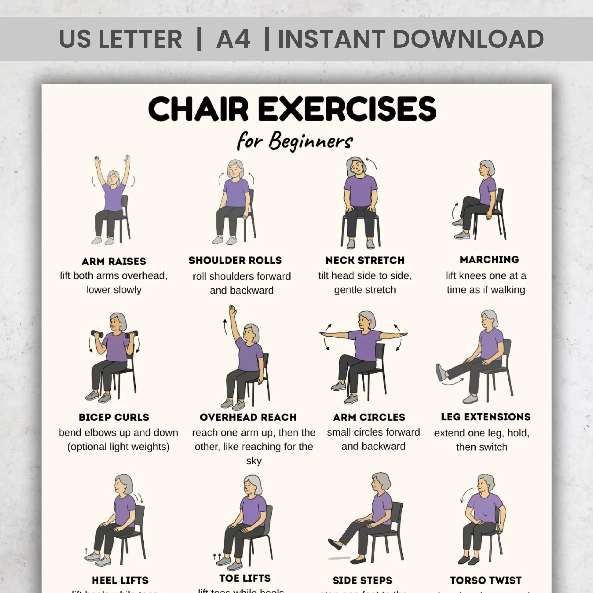 Chair Exercise Charts Printable Chair Exercise Charts Printable