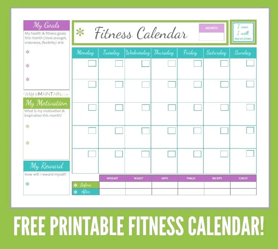 Chalean Extreme Workout Calendar Printable