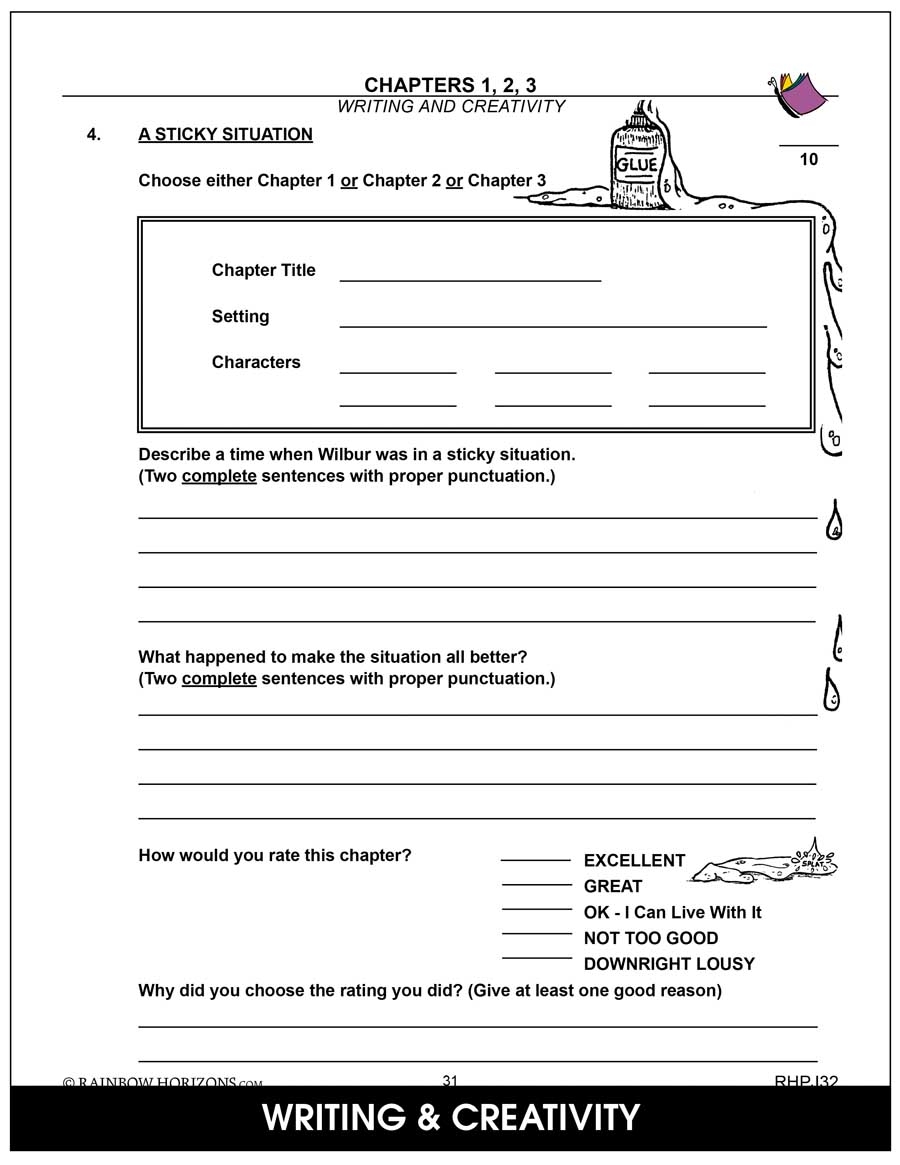 Charlottes Web Novel Study CHAPTER SLICE Grades 3 To 4 Worksheets Library Charlottes Web Novel Study CHAPTER SLICE Grades 3 To 4 Worksheets Library