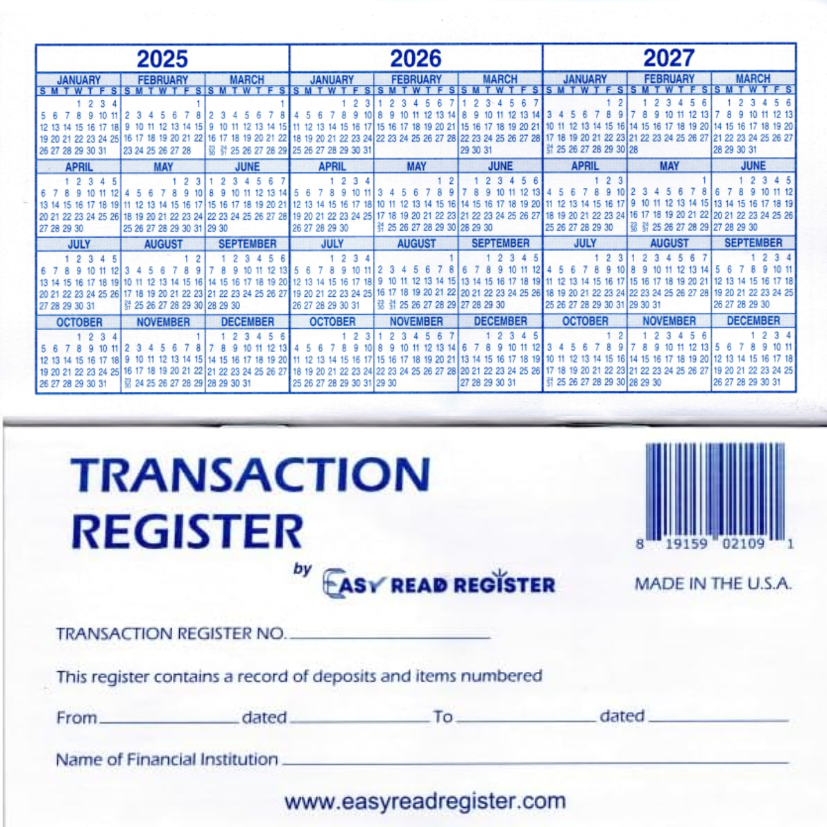Checkbook Transaction Registers 2025 2026 2027 Calendars By Easy Read Register EBay Checkbook Transaction Registers 2025 2026 2027 Calendars By Easy Read Register EBay