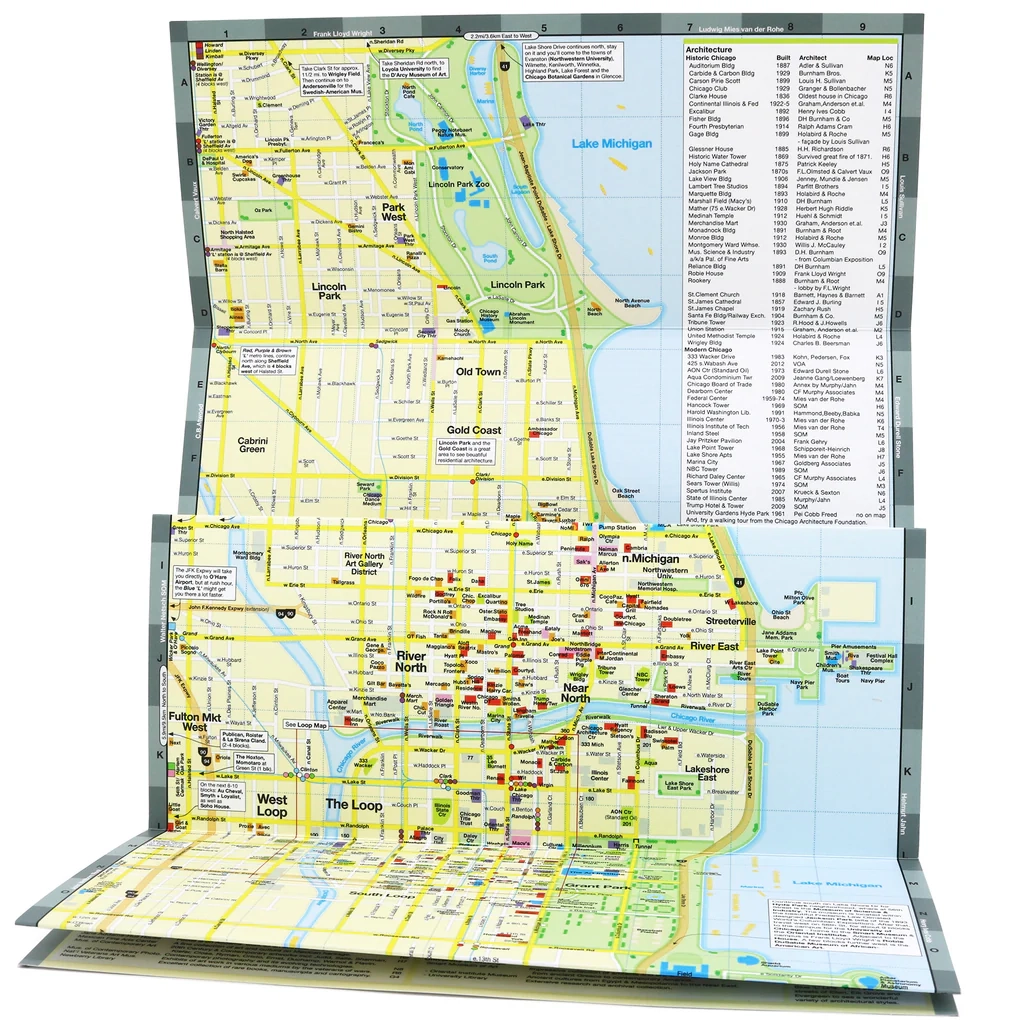 Chicago City Center Foldout Travel Map RED MAPS Red Maps
