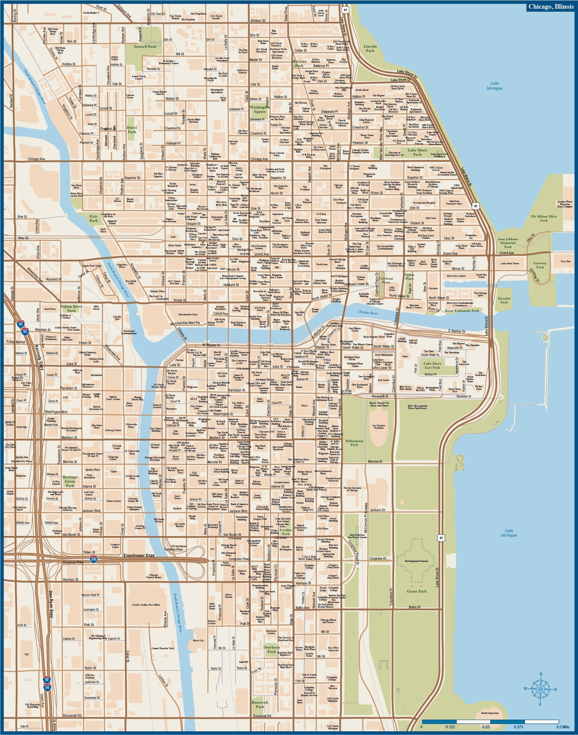 Printable Chicago Street Map
