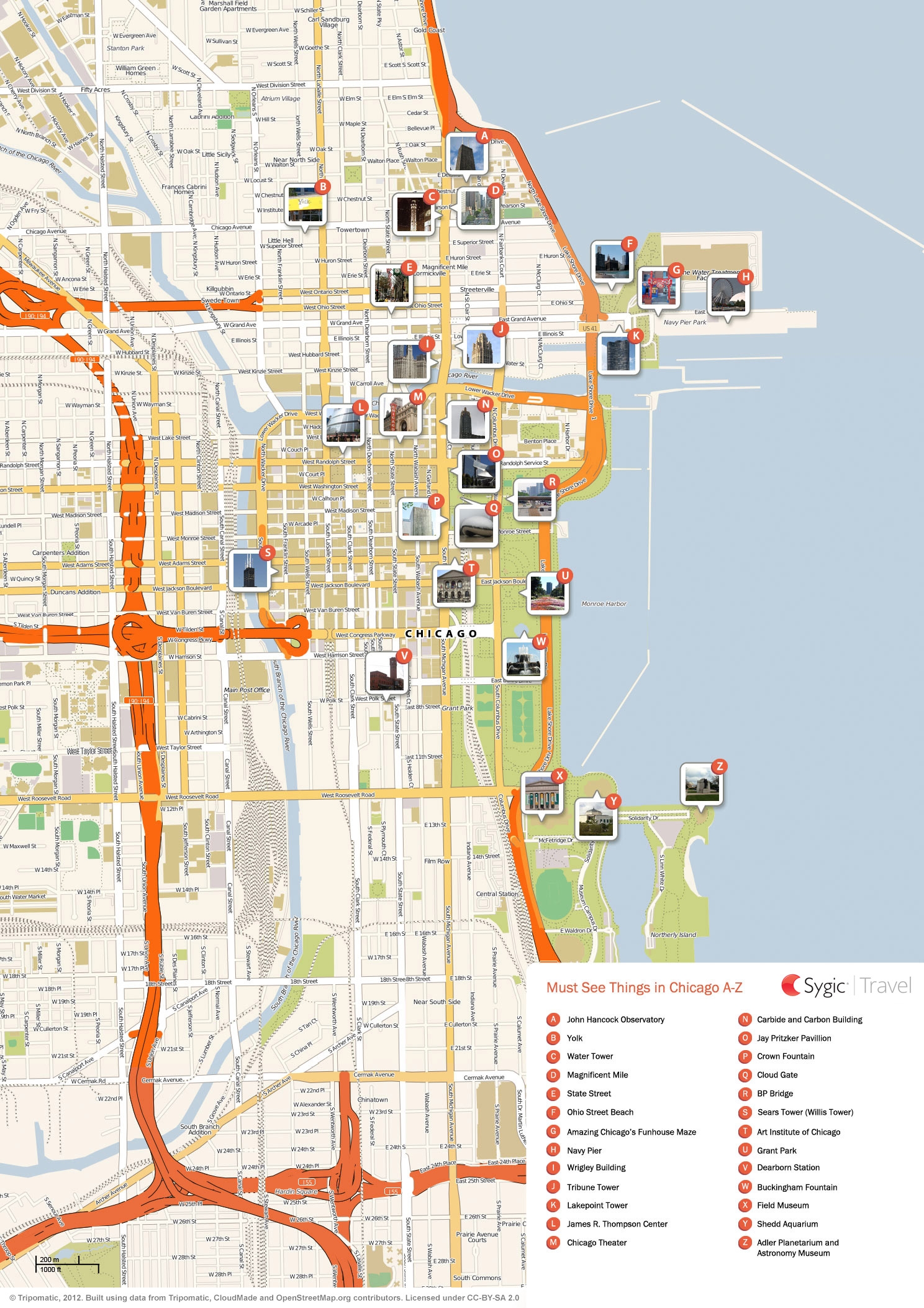 Chicago Printable Tourist Map Tripomatic