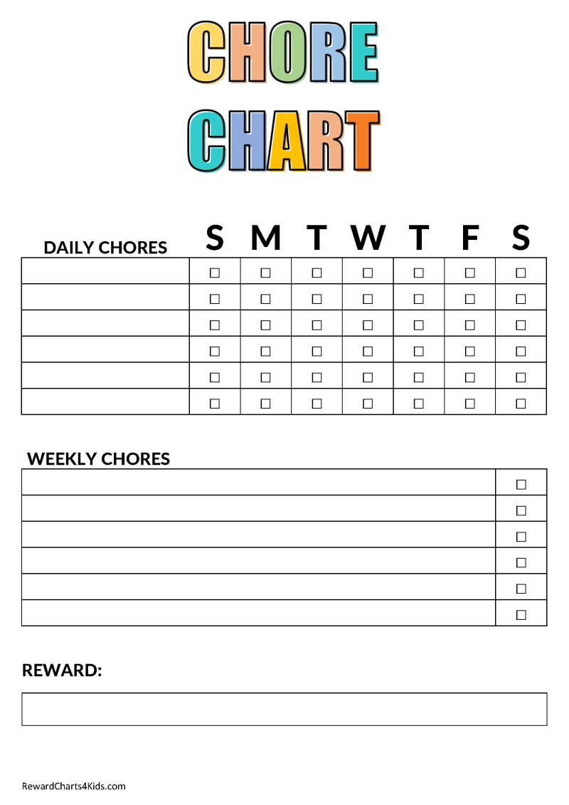 Chore Chart Template Free Printable Chore Chart Template Free Printable
