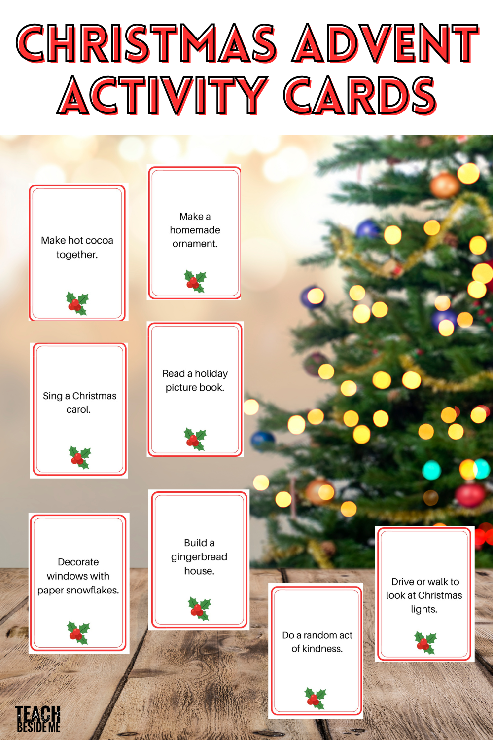 Christmas Advent Calendar Activity Cards Free Printable Teach Beside Me