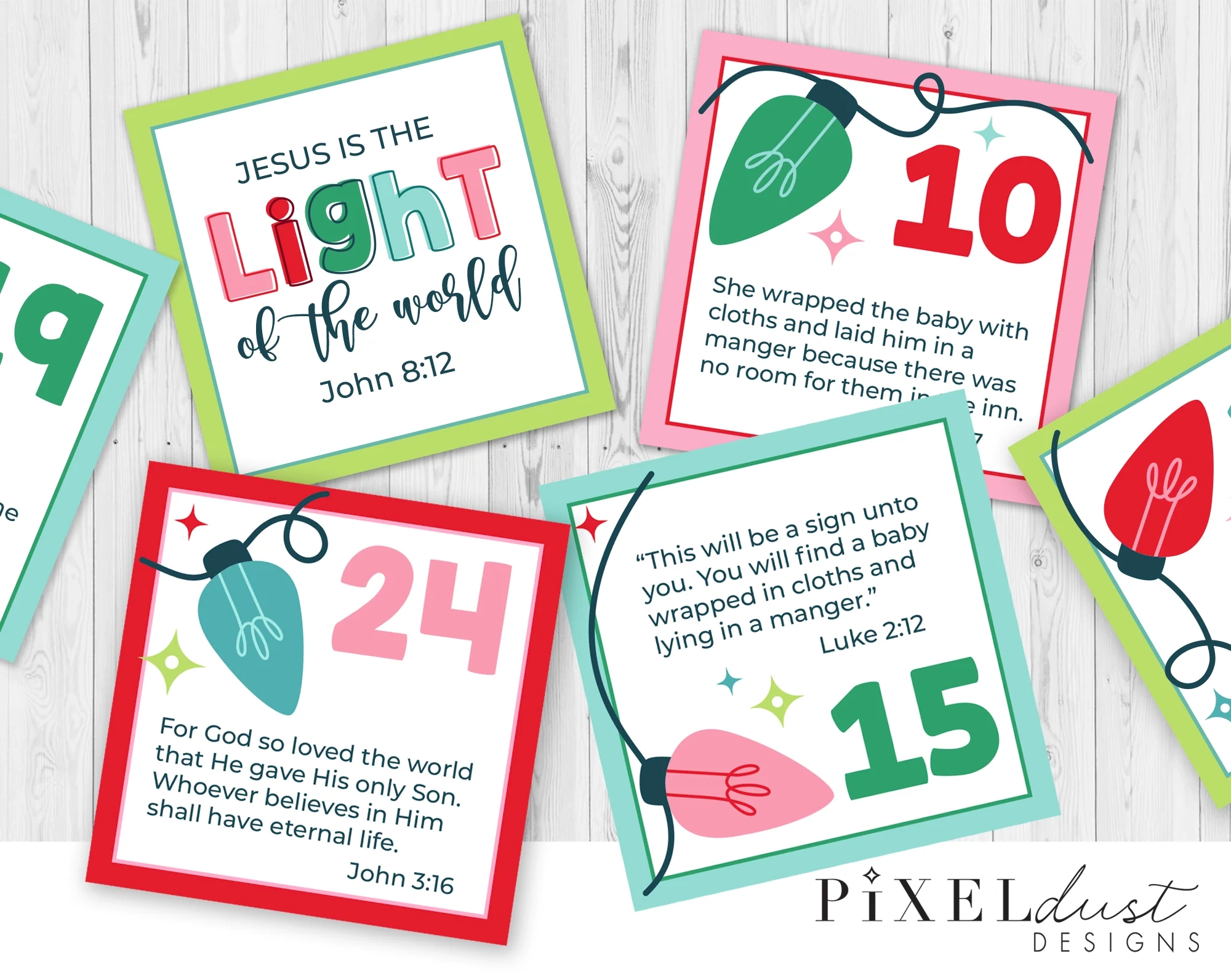 Christmas Countdown Printable Advent Calendar Scripture Cards For Kids Pixeldust Designs