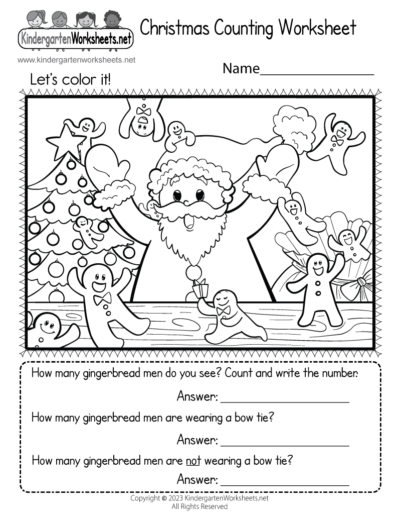 Christmas Counting Worksheet Free Printable Digital PDF