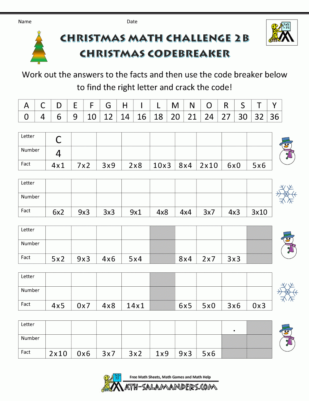 Free Printable Christmas Math Sheets