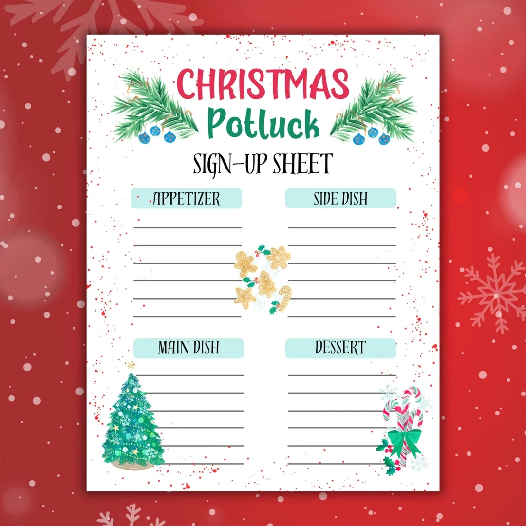 Printable Christmas Sign Up Sheet