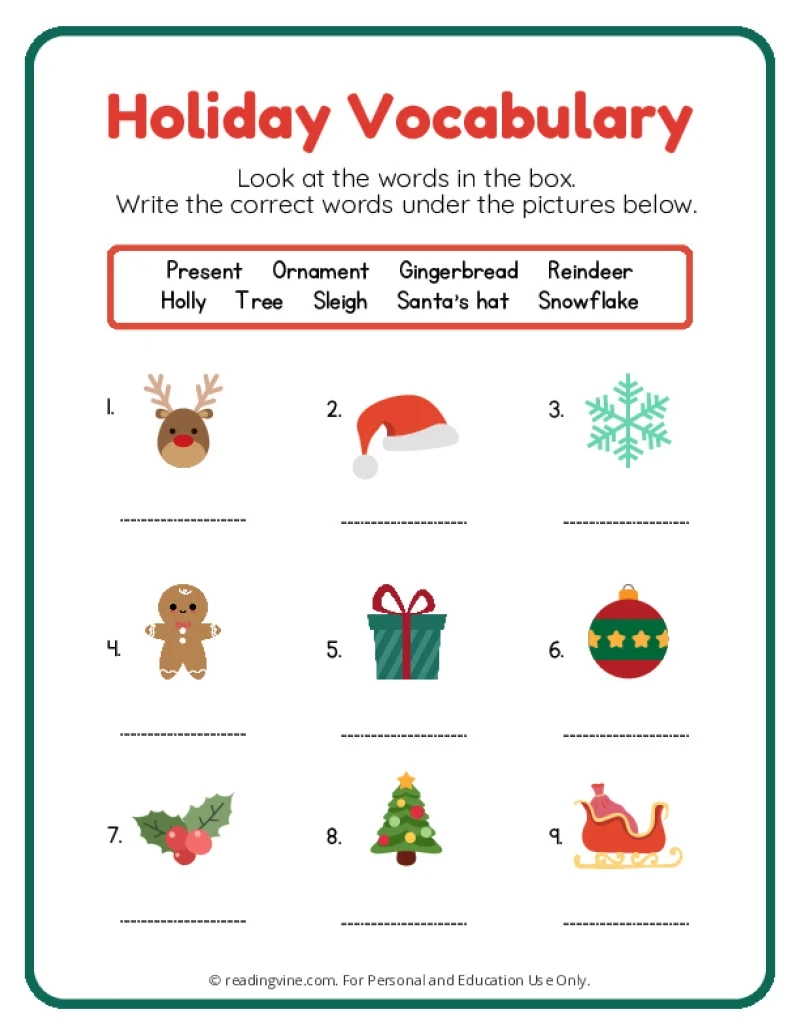 Holiday Printable Worksheets