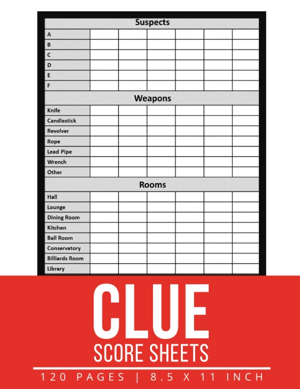 Clue Score Sheets Clue Board Game Pads Clue Score Card And Notepad Clue Master Detective Score Sheets 8 5 X 11 INCH Very good Big River Books