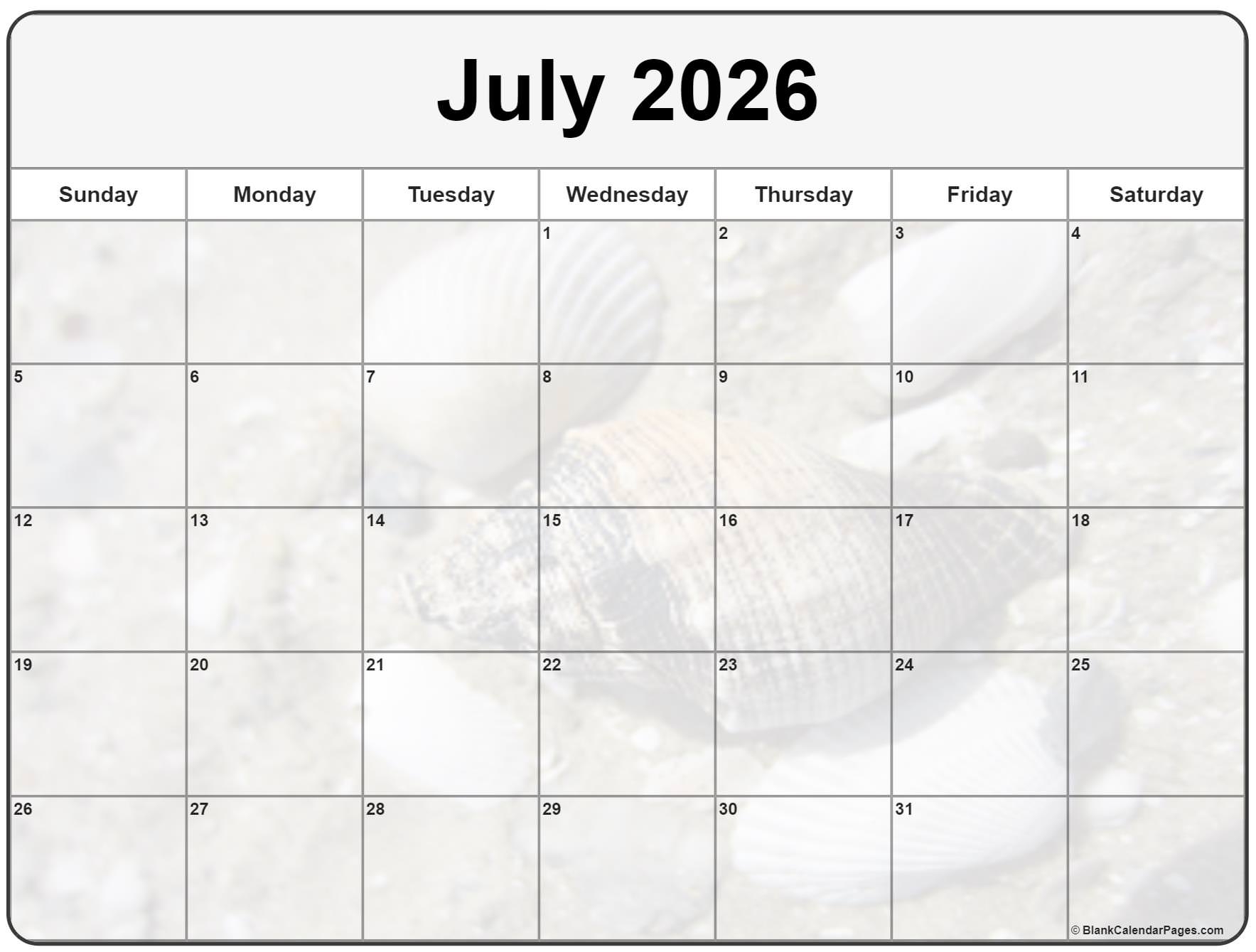 Collection Of July 2026 Photo Calendars With Image Filters Collection Of July 2026 Photo Calendars With Image Filters