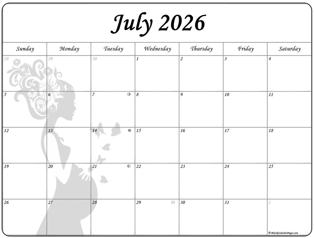 July 2026 Weekly Calendar Printable