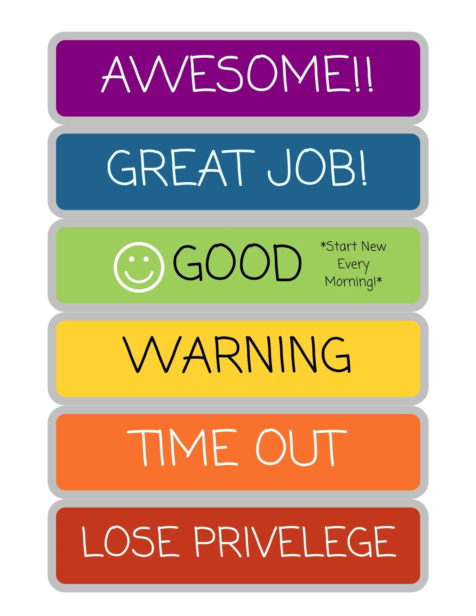 Color Behavior Chart Printable