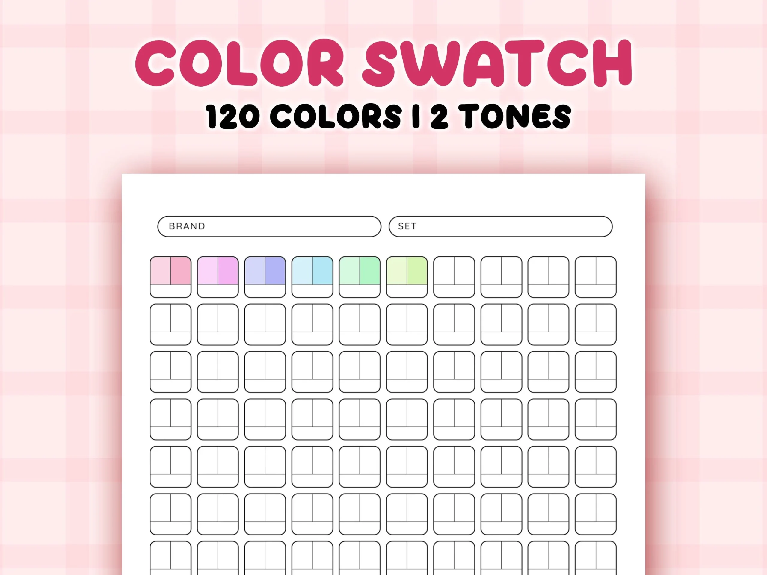 Color Swatch Chart Printable Blank Color Swatches Sheets PDF Alcohol Markers Blank Color Chart Printable 120 Color Test Etsy Norway
