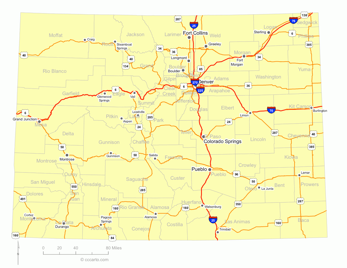 Printable Colorado Highway Map