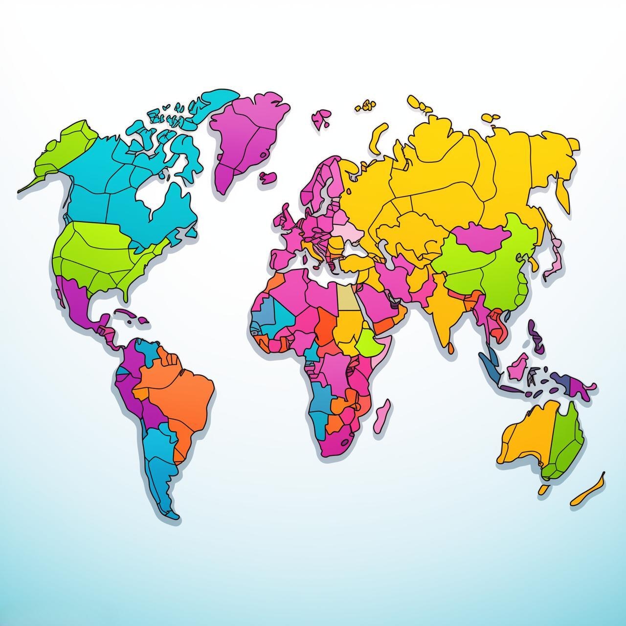 World Map In Color Printable
