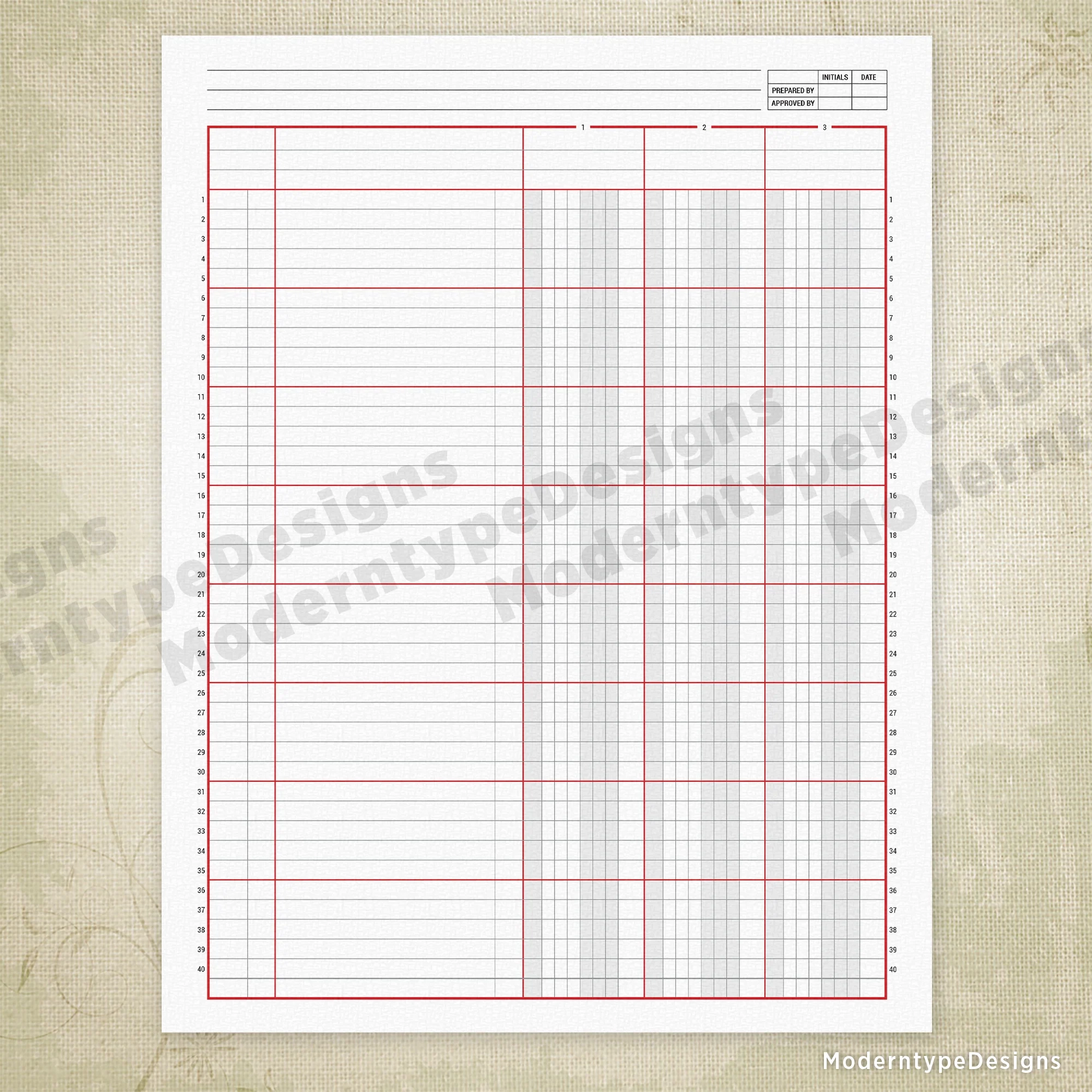 Printable Columnar Sheets