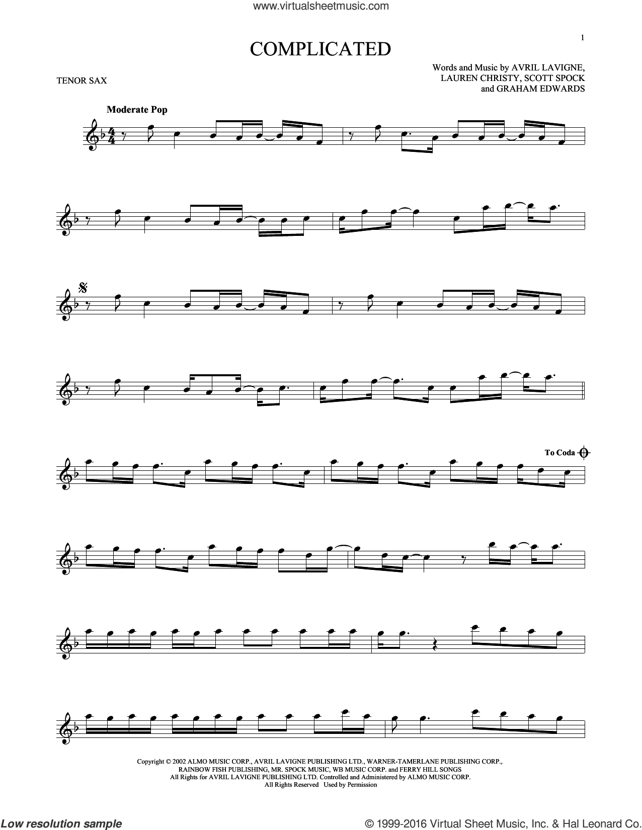 Complicated Sheet Music For Tenor Saxophone Solo PDF 