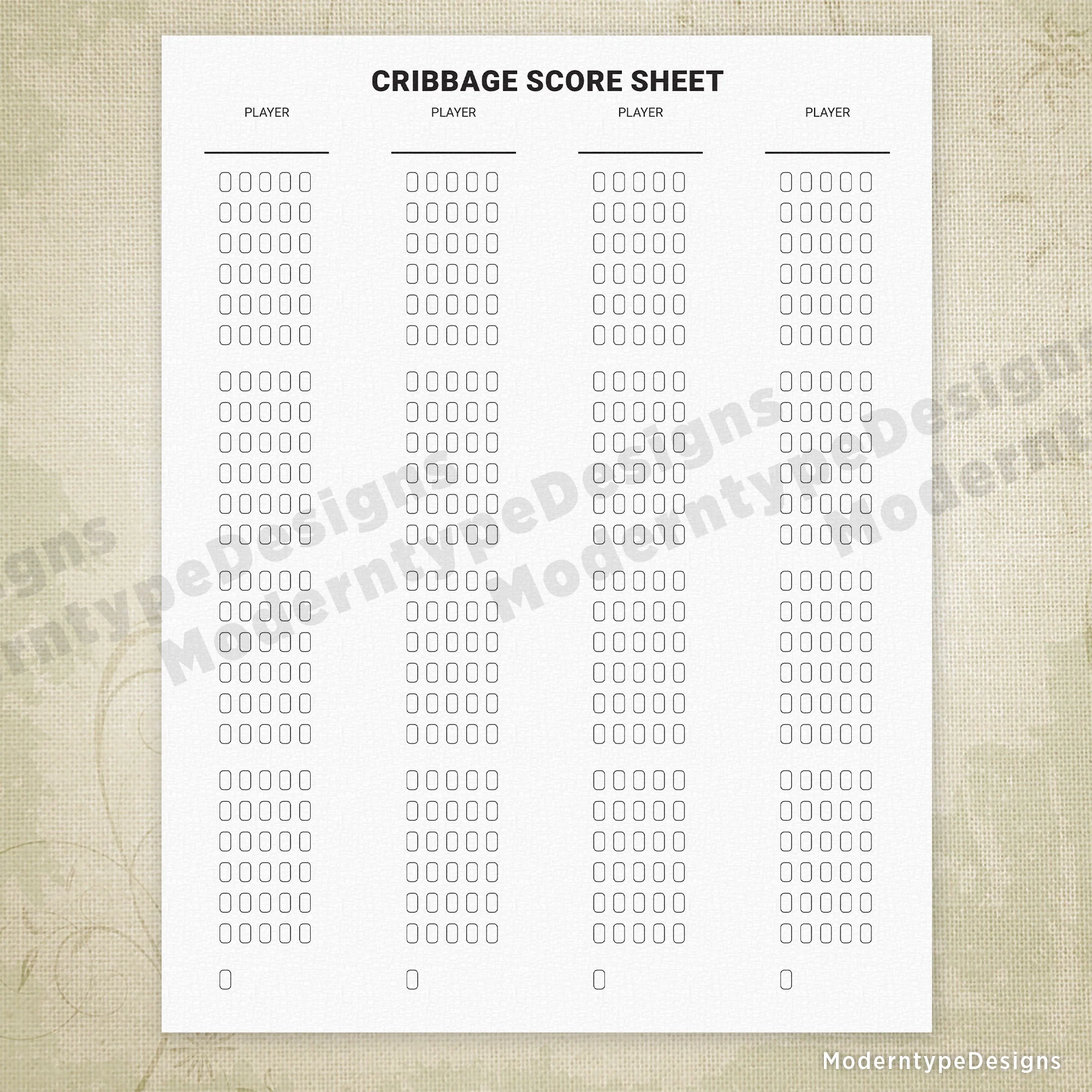 Cribbage Score Sheet Printable Form