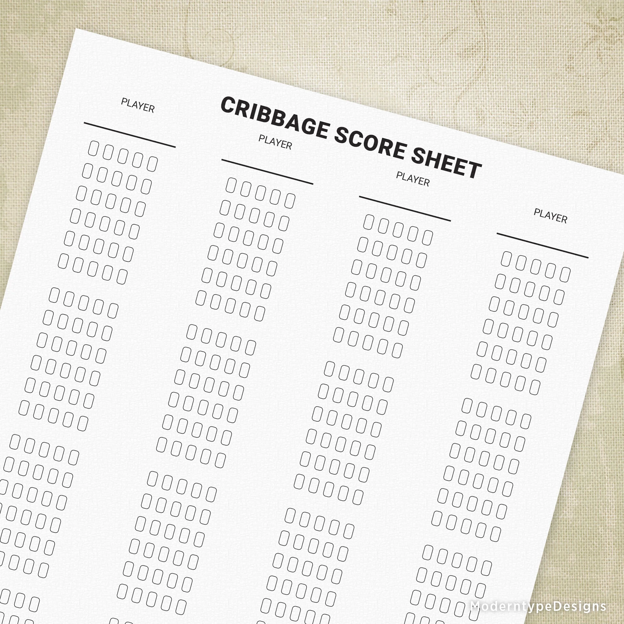 Cribbage Score Sheet Printable Form