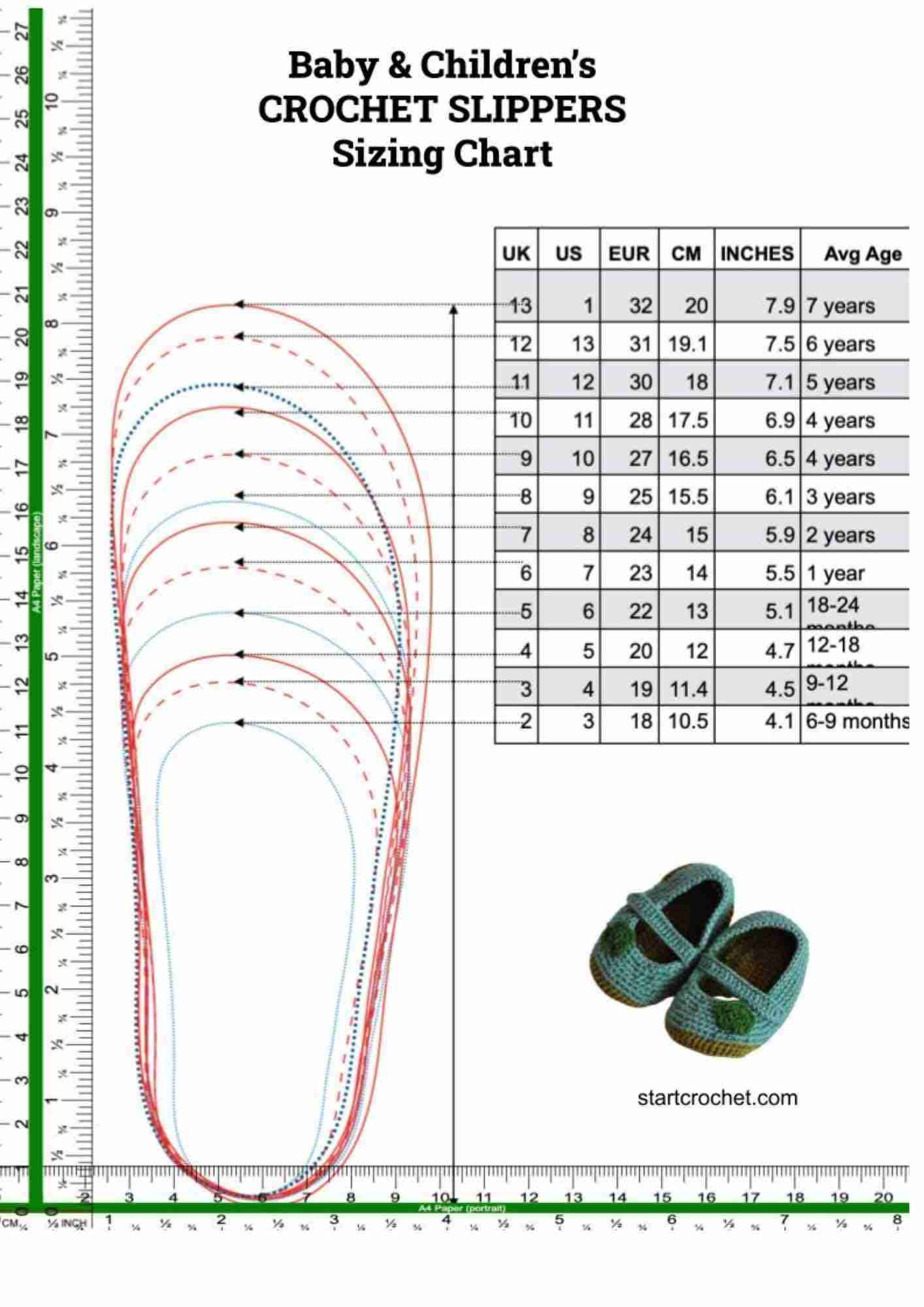 Printable Shoe Size Chart Pdf