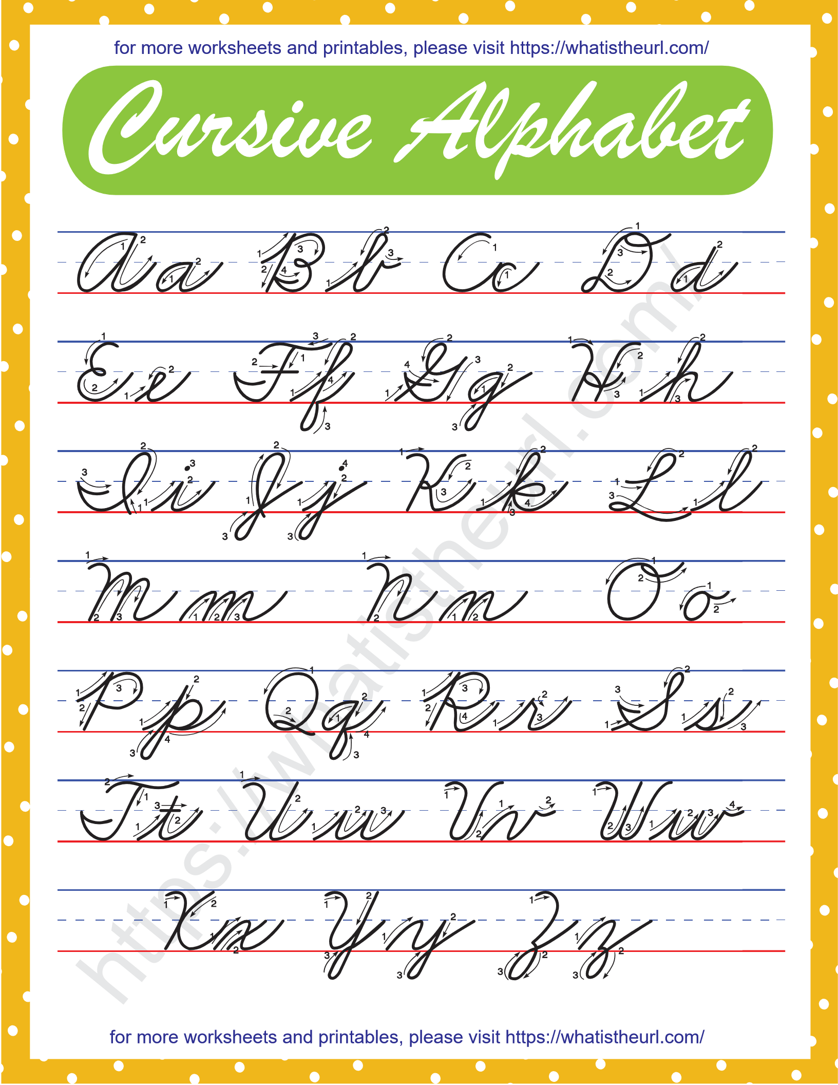Cursive Alphabet Chart Printable