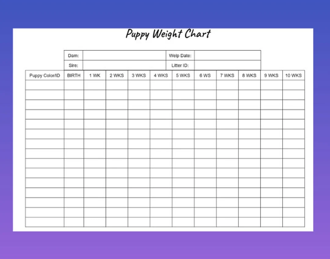 Customizable Puppy Weight Chart For Tracking Your Fur Baby s Growth Adorable Puppy Weight Chart Monitor Your Pup s Progress With Ease Etsy