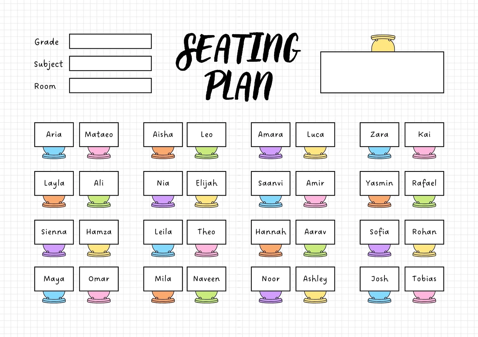 Customize 83 Classroom Seating Charts Templates Online Canva