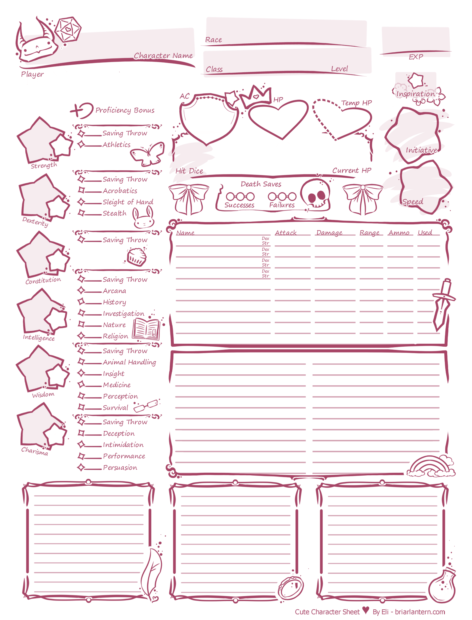 Cute Character Sheet 5th Edition Cute Character Sheet 5th Edition