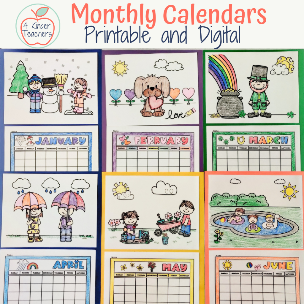 Kindergarten Monthly Calendar Printable