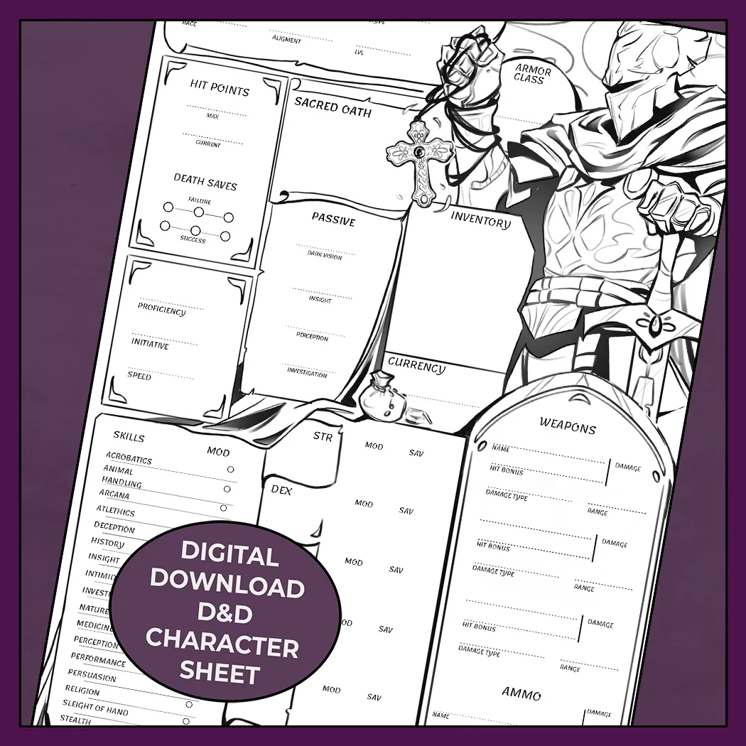 5e Character Sheet Printable 5e Character Sheet Printable