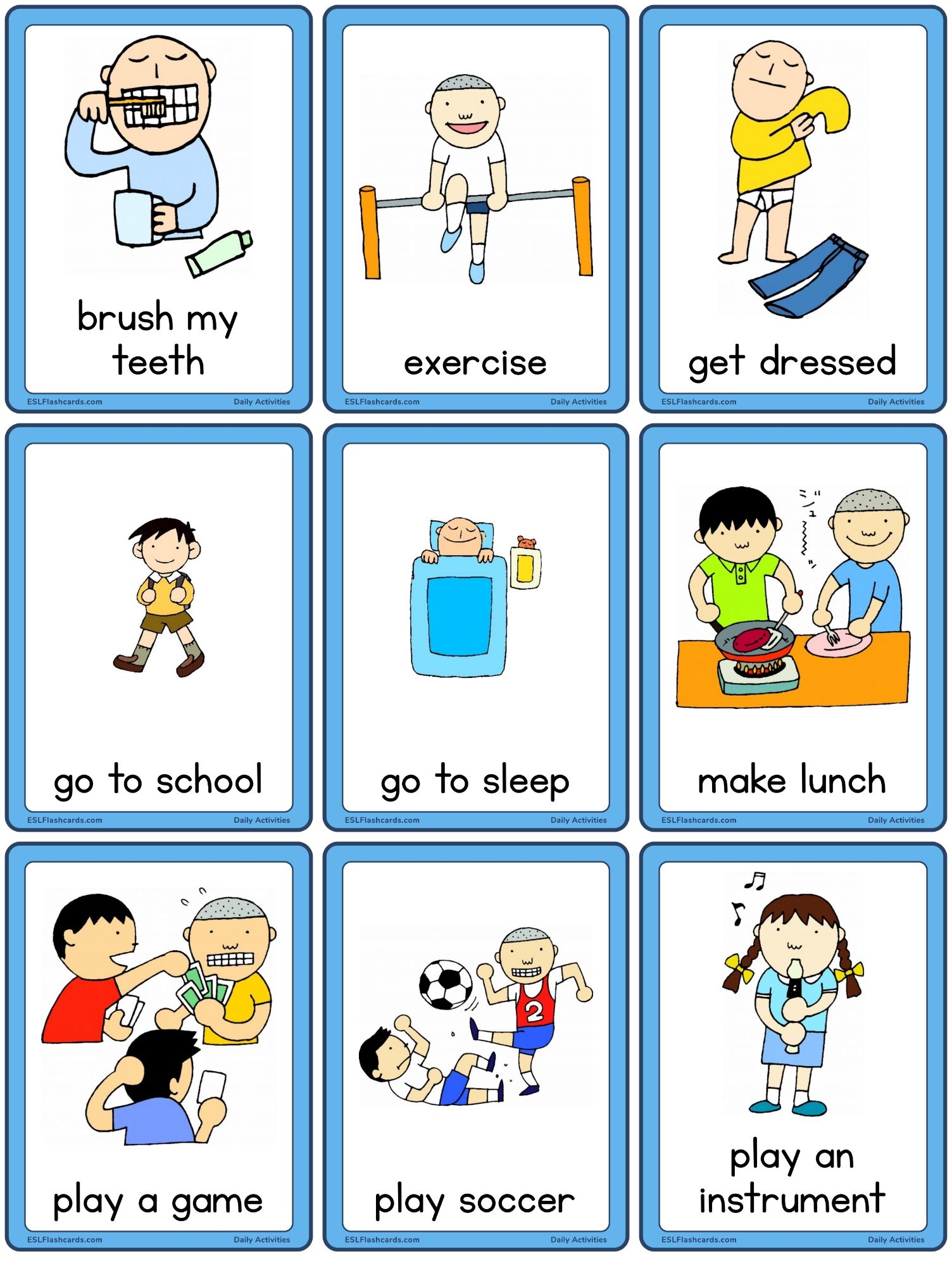 Daily Activities Set 1 ESL Flashcards