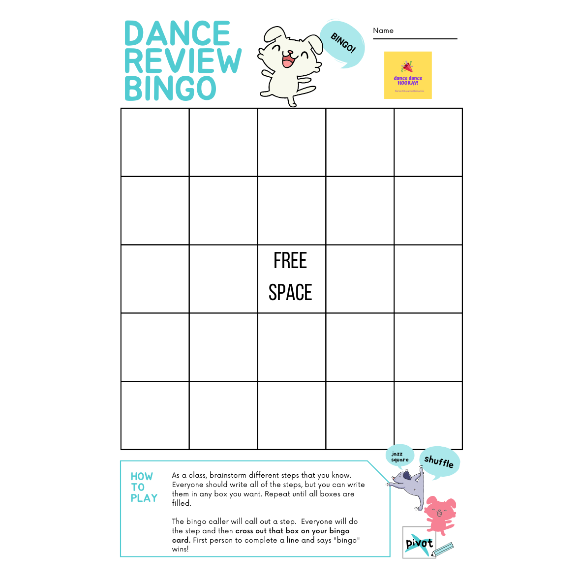 Dance Worksheets Bundle For Elementary Middle School Age