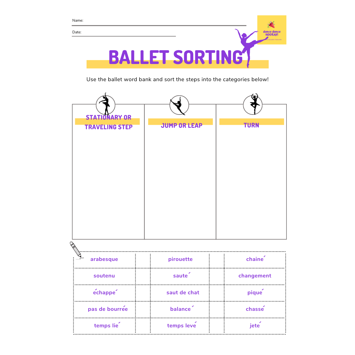 Dance Worksheets Printable