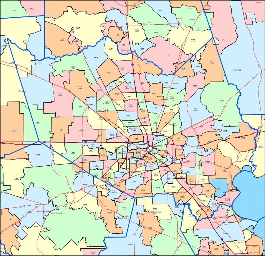 Printable Harris County Zip Code Map