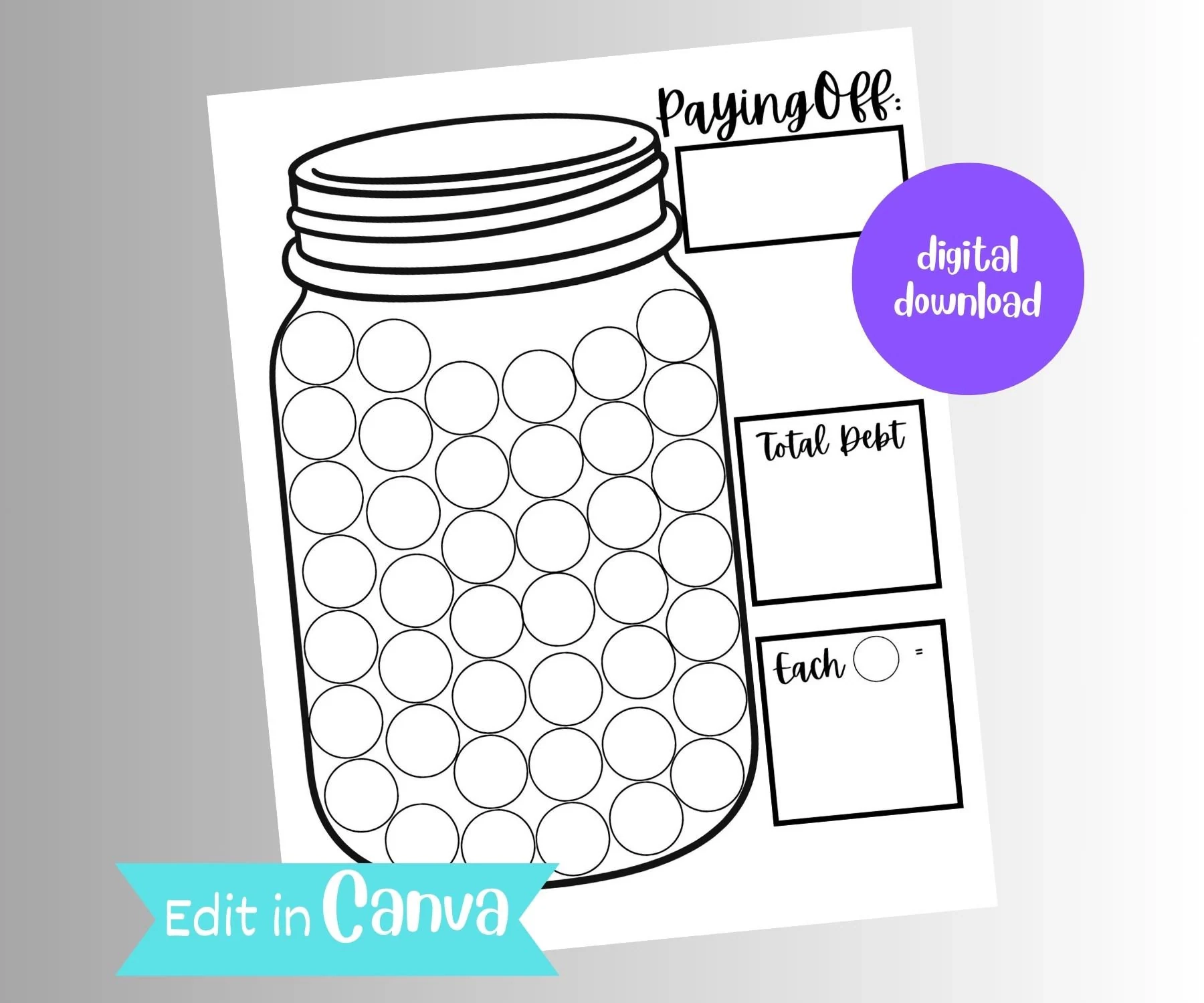 Debt Payoff Coloring Sheet Printable