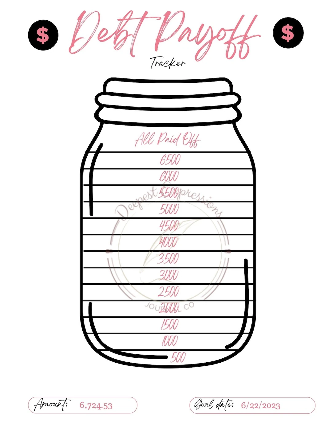 Debt Payoff Tracker Jar Printable Debt Payoff Tracker Coloring Sheets Debt Free Money Challenge Debt Payoff Visual Etsy